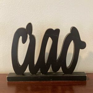 Ciao, wood sign, greeting, Italian